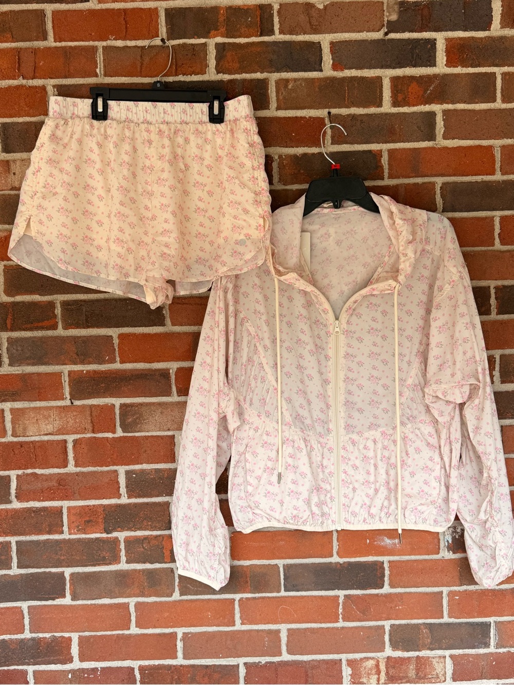 Altar'd State Pink Floral Hooded Shorts Set